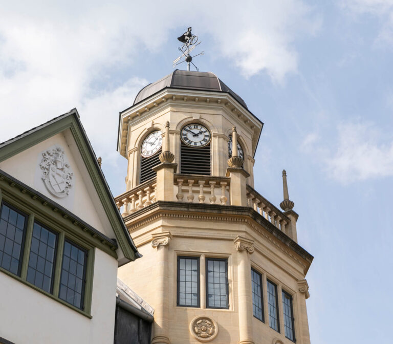 The Siew-Sngiem Clock Tower at Harris Manchester College, University of Oxford.