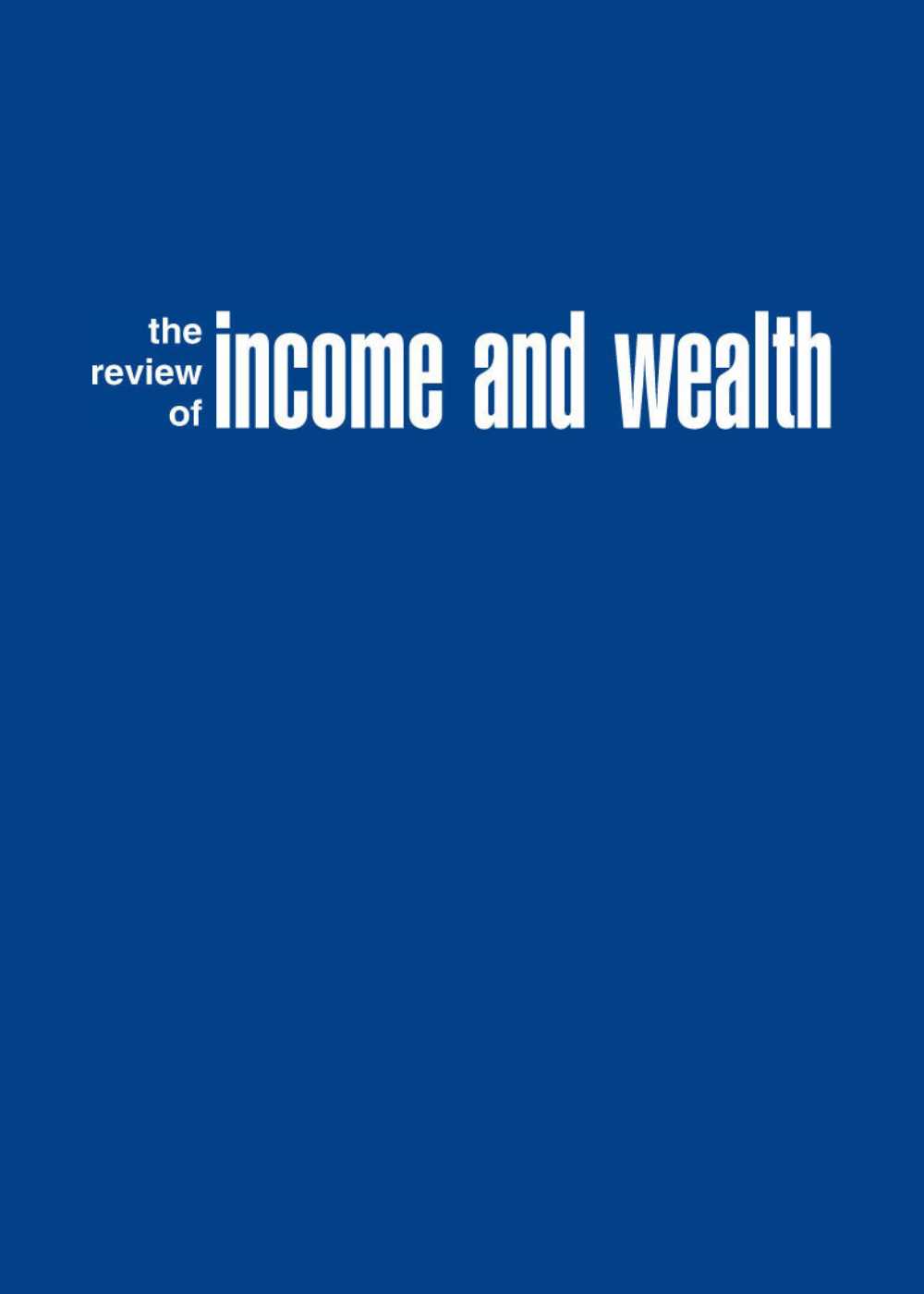 The Review of Income and Wealth
